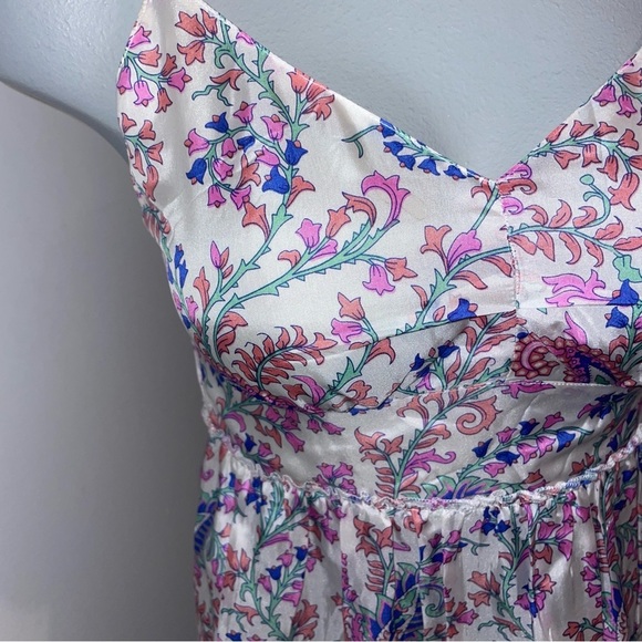 See By Chloe Dress Mini Spaghetti Strap Floral Pink Blue Silk Size 4 - Picture 2 of 9